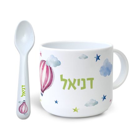סט ספל וכפית עננים