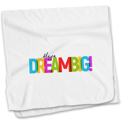 מגבת פנים מיקרופיבר עם הדפס אישי DREAM BIG