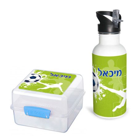 סט בקבוק וקופסת אוכל כדורגל