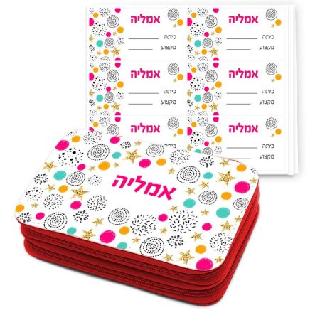 סט קלמר עם ציוד ו-24 מדבקות עולם עיגולים