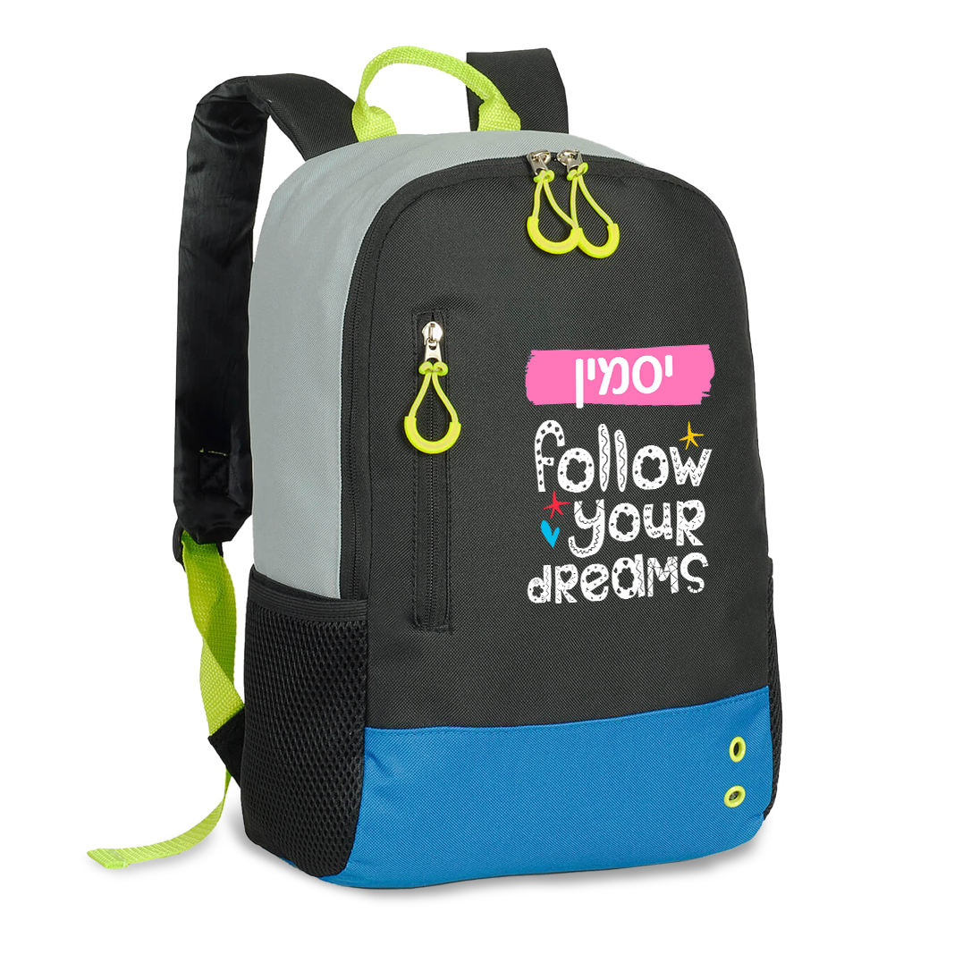 תיק צעירים שחור FOLLOW YOUR DREAMS תיק צעירים שחור FOLLOW YOUR DREAMS