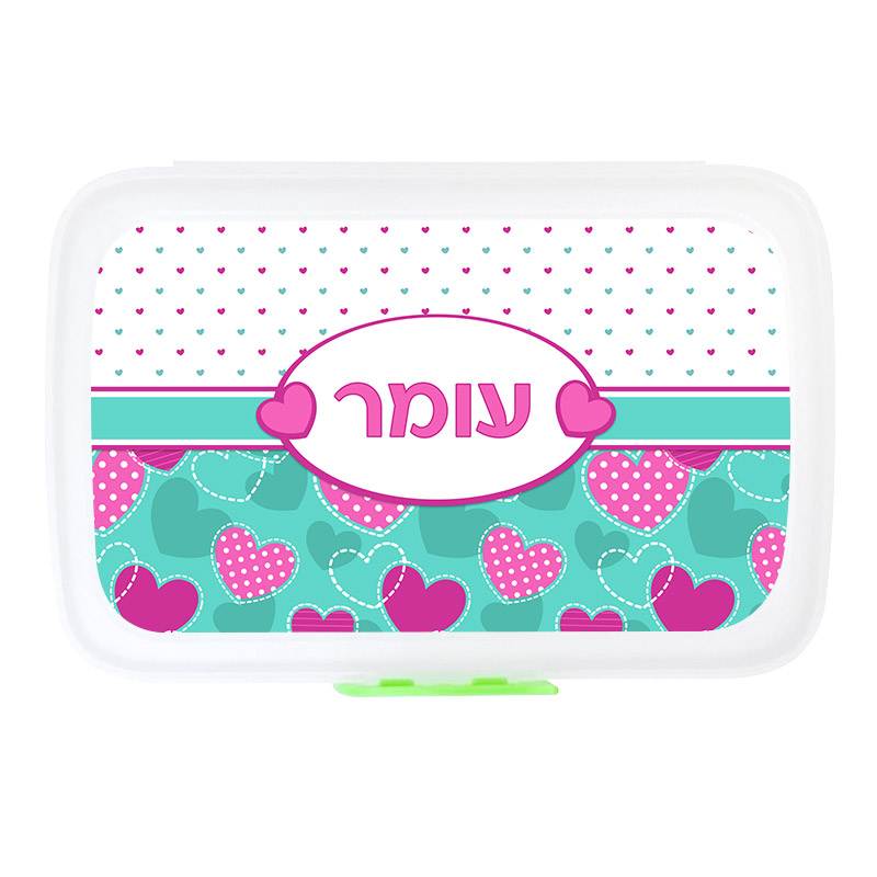 קופסת אוכל מלבנית לבבות קופסת אוכל מלבנית לבבות