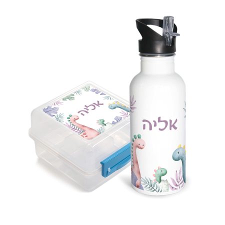 סט בקבוק אלומיניום וקופסת אוכל מרובעת