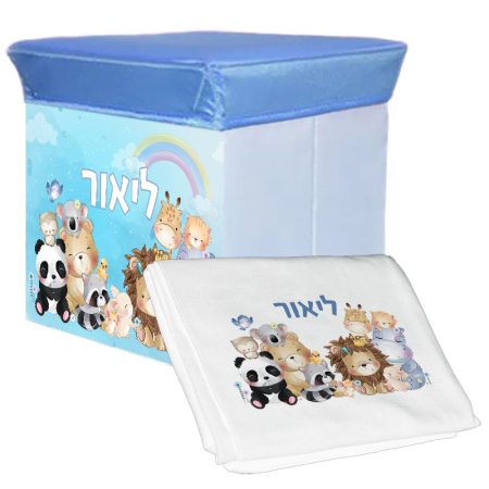 סט שרפרף אחסון ושמיכת פליז