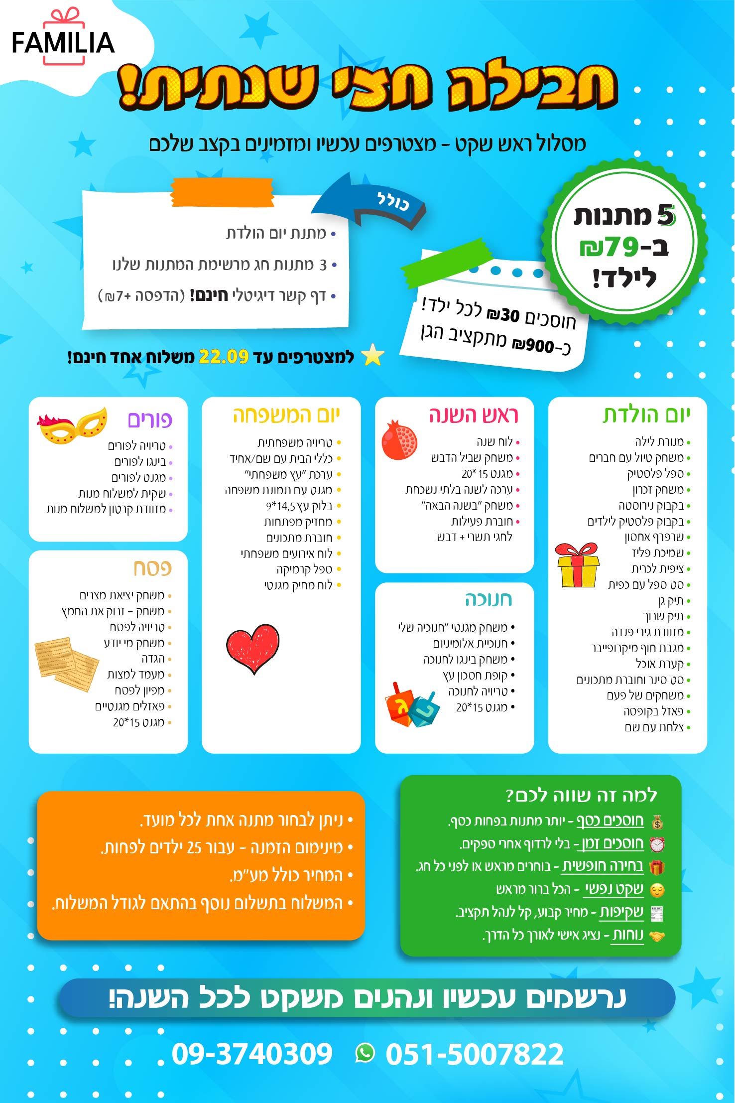 קטלוג מתנות ליום הולדת - סטודיו פמיליה