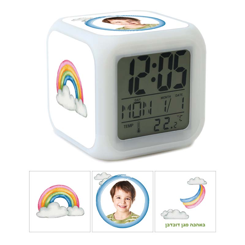שעון מעורר עם עיצוב ותמונה של הילד מתנות לגני ילדים עיצוב קשת בענן שעון מעורר עם עיצוב ותמונה של הילד מתנות לגני ילדים עיצוב קשת בענן