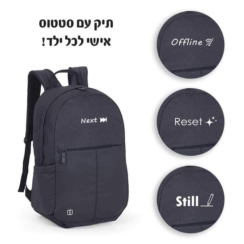 תיק תיכון שחור עם סטטוס אישי תיק תיכון שחור עם סטטוס אישי