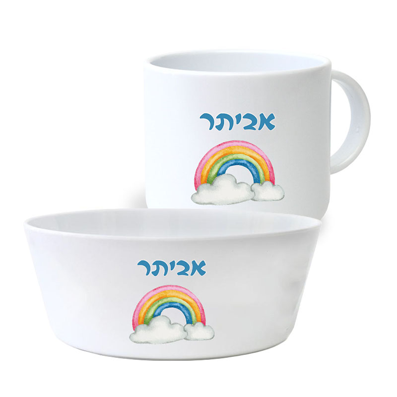 קערה וספל קשת בענן קערה וספל קשת בענן